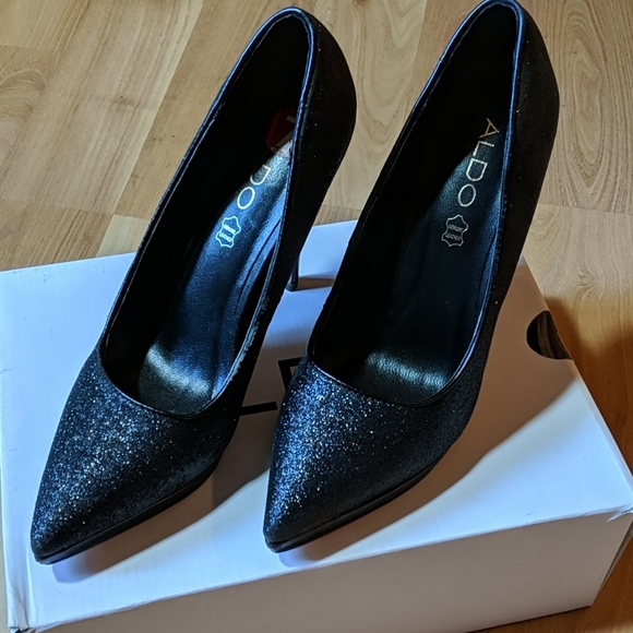 sparkling black heels